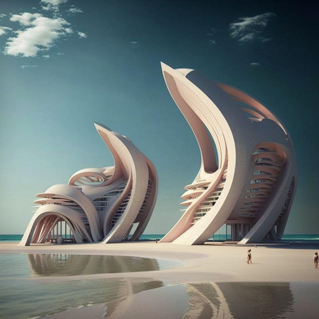 A beachfront resort, isometric