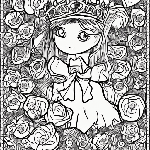 A beautiful little princess with a crown of roses on her head --ar 3-4
