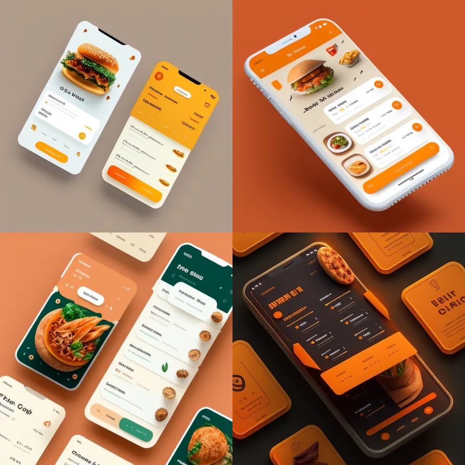 The first take on UI design for the food ordering app.