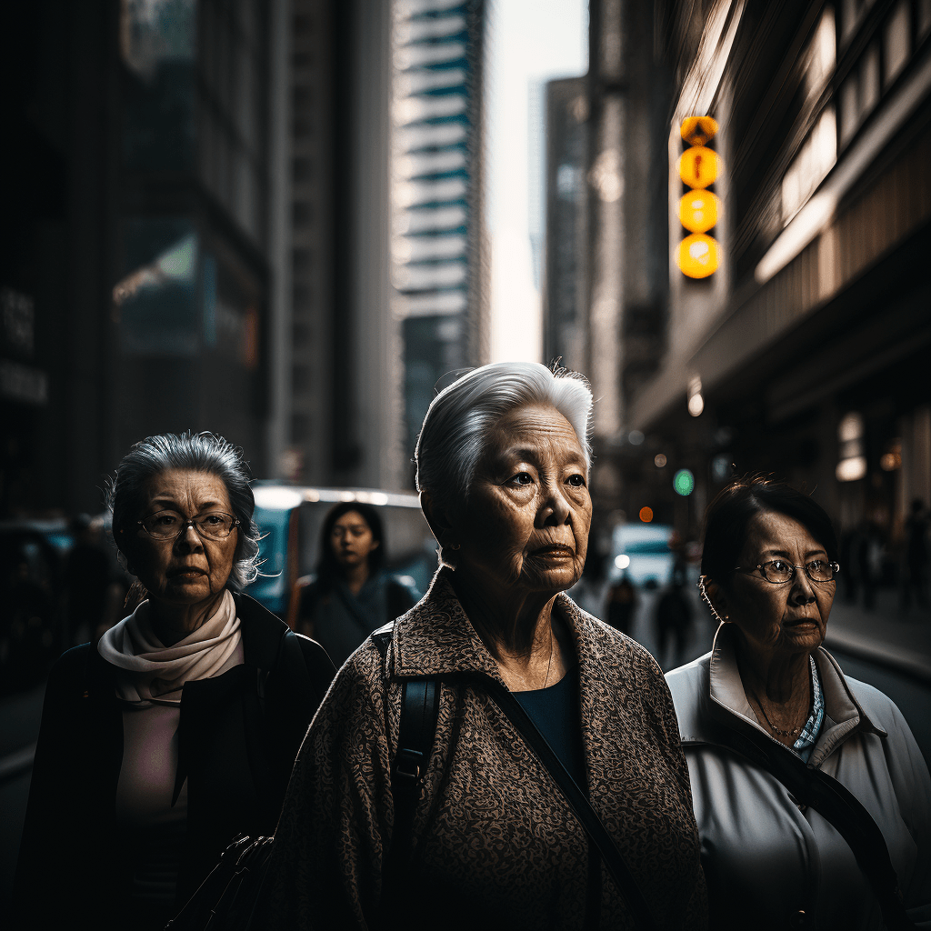 a street photography of a group of women
